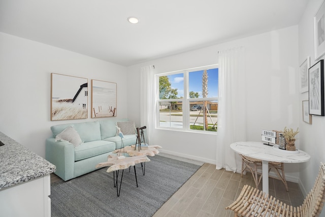 201 Ocarina St SW Unit 78, Palm Bay, FL 32908 - living area featuring baseboards, light wood-style floors, and recessed lighting