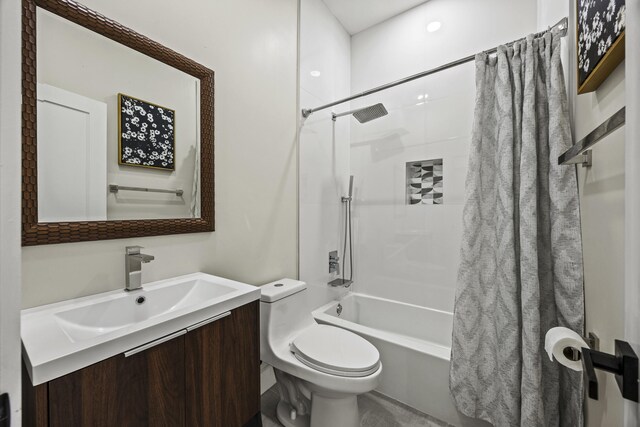 7802 Martin Ave, West Palm Beach, FL 33405 - bathroom featuring shower / bath combination with curtain, vanity, and toilet