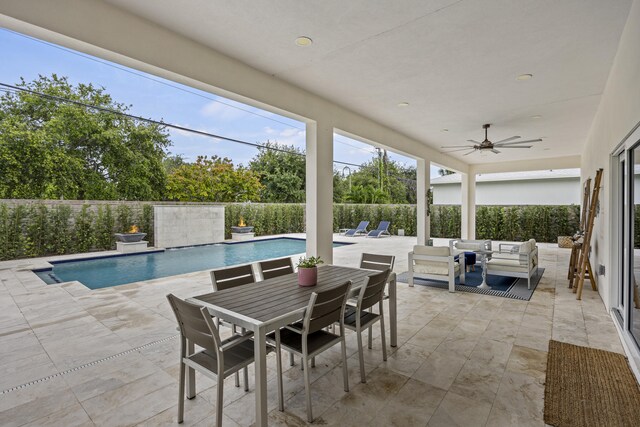 7802 Martin Ave, West Palm Beach, FL 33405 - view of swimming pool with a patio area, ceiling fan, and a fenced backyard