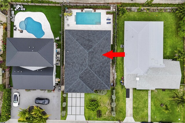 7802 Martin Ave, West Palm Beach, FL 33405 - view of swimming pool with a fenced backyard, a patio, and ceiling fan