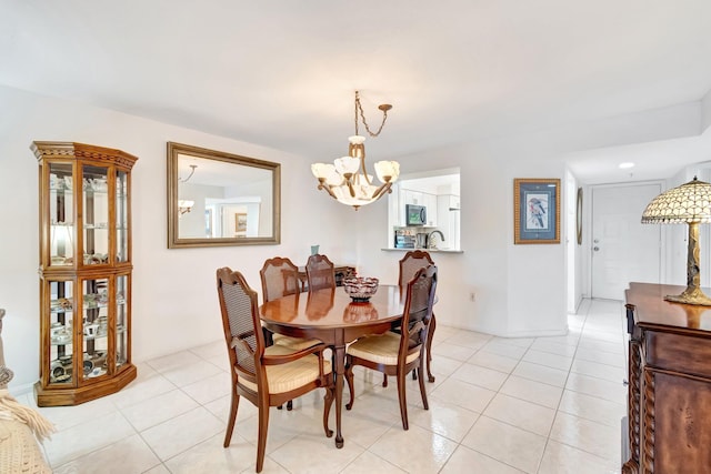 5746 Crystal Shores Dr Unit 206, Boynton Beach, FL 33437 - dining space featuring a chandelier and light tile patterned floors