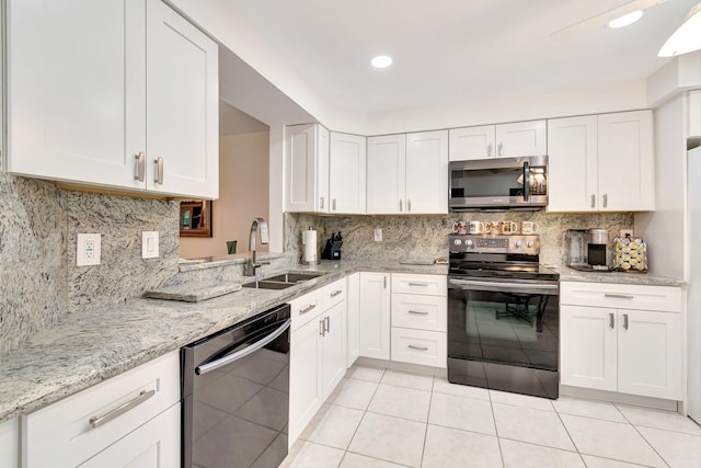 5746 Crystal Shores Dr Unit 206, Boynton Beach, FL 33437 - kitchen featuring stainless steel appliances, a sink, light tile patterned flooring, decorative backsplash, and recessed lighting