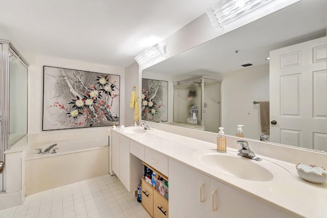 5746 Crystal Shores Dr Unit 206, Boynton Beach, FL 33437 - full bathroom with a shower stall, a bath, and double vanity