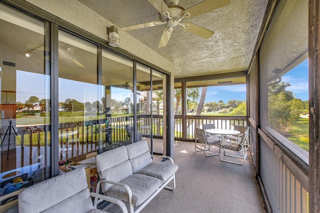 19411 Sabal Lake Dr Unit 5018, Boca Raton, FL 33434 - sunroom with ceiling fan and a water view