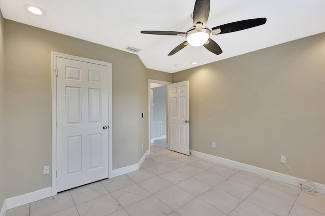 1897 SW Lofgren Ave, Port Saint Lucie, FL 34953 - unfurnished bedroom with baseboards, ceiling fan, and recessed lighting