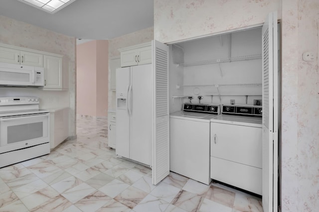 7729 Travlers Tree Dr, Boca Raton, FL 33433 - laundry room with washing machine and clothes dryer and light marble finish floors