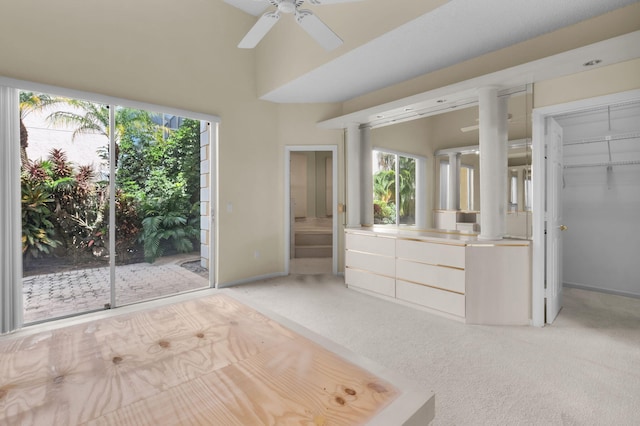 7729 Travlers Tree Dr, Boca Raton, FL 33433 - unfurnished bedroom featuring carpet flooring, a spacious closet, connected bathroom, baseboards, and a ceiling fan