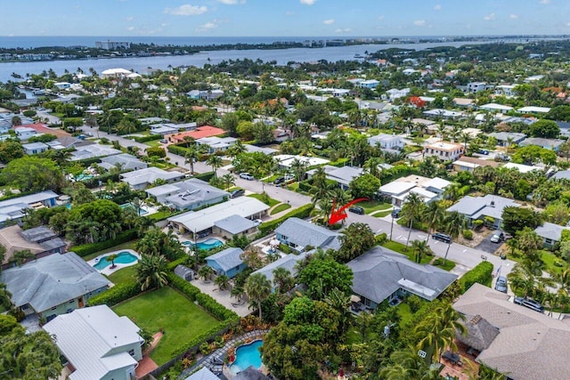 164 Bryn Mawr Dr, Lake Worth Beach, FL 33460 - aerial perspective of suburban area with a large body of water and a pool