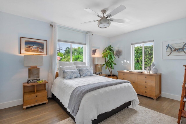 164 Bryn Mawr Dr, Lake Worth Beach, FL 33460 - bedroom featuring multiple windows, light wood-type flooring, and ceiling fan
