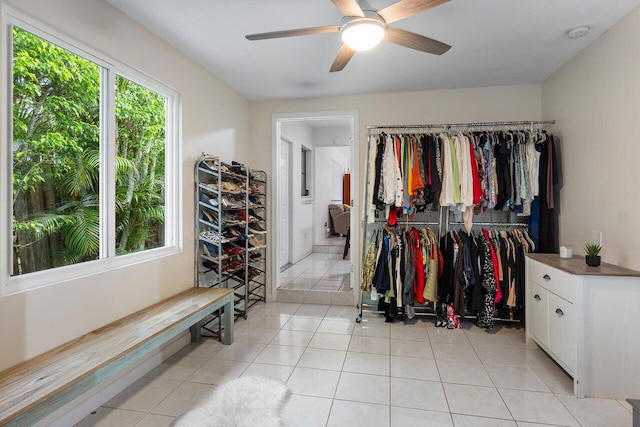 164 Bryn Mawr Dr, Lake Worth Beach, FL 33460 - walk in closet featuring light tile patterned floors and ceiling fan