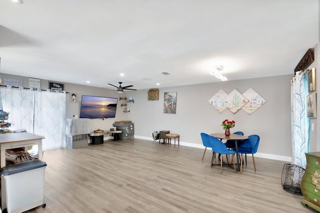 22360 Overture Cir, Boca Raton, FL 33428 - living room featuring wood finished floors, a ceiling fan, baseboards, and recessed lighting