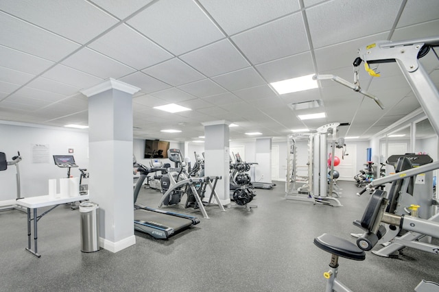3546 S Ocean Blvd Unit 203, South Palm Beach, FL 33480 - exercise room with a paneled ceiling