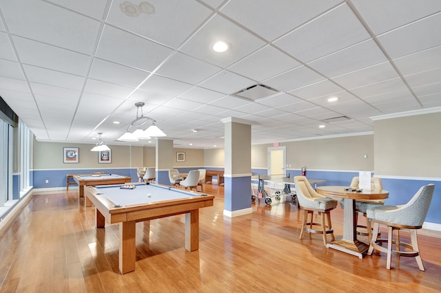 3546 S Ocean Blvd Unit 203, South Palm Beach, FL 33480 - rec room with pool table, baseboards, wood finished floors, recessed lighting, and ornamental molding