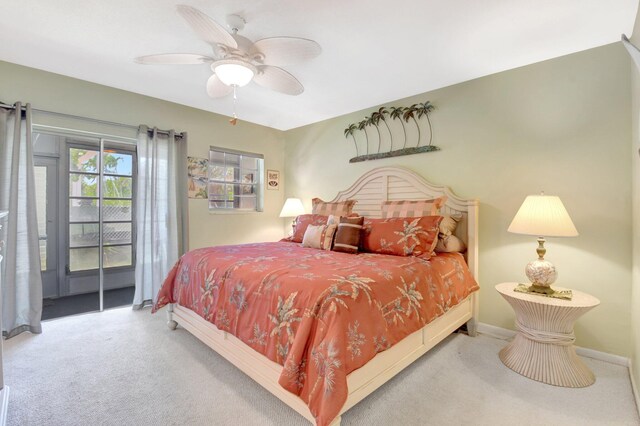 5505 N Ocean Blvd Unit 13-105, Ocean Ridge, FL 33435 - bedroom with access to outside, carpet, ceiling fan, and baseboards