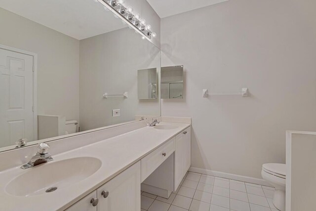 7886 Laina Ln Unit 2, Boynton Beach, FL 33437 - bathroom featuring toilet, double vanity, tile patterned floors, and baseboards