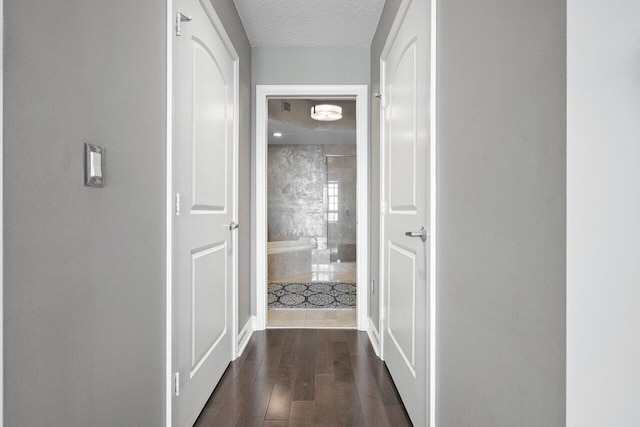 701 S Olive Ave Unit 923, West Palm Beach, FL 33401 - corridor featuring a textured ceiling, dark wood finished floors, and baseboards
