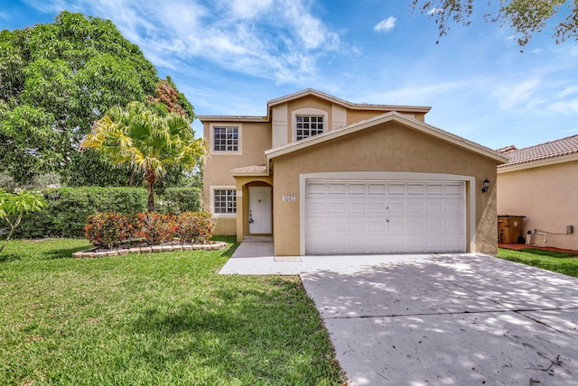 4667 SW 12th Ct, Deerfield Beach, FL 33442 - view of front of property with stucco siding, a front lawn, driveway, and a garage