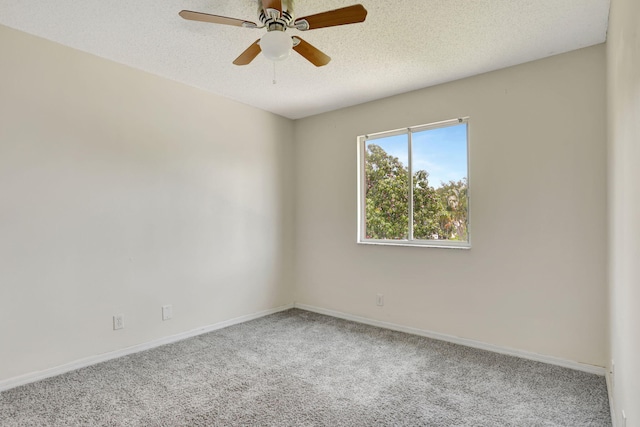 4667 SW 12th Ct, Deerfield Beach, FL 33442 - empty room featuring carpet flooring, a ceiling fan, a textured ceiling, and baseboards