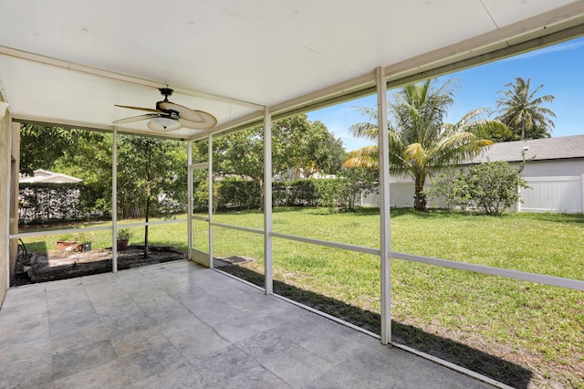 4667 SW 12th Ct, Deerfield Beach, FL 33442 - unfurnished sunroom featuring a ceiling fan and healthy amount of natural light