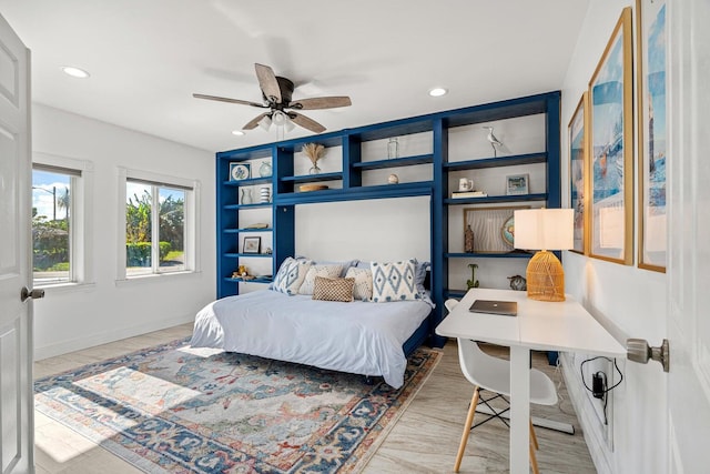 5031 Van Buren Rd, Delray Beach, FL 33484 - bedroom featuring recessed lighting, baseboards, and a ceiling fan