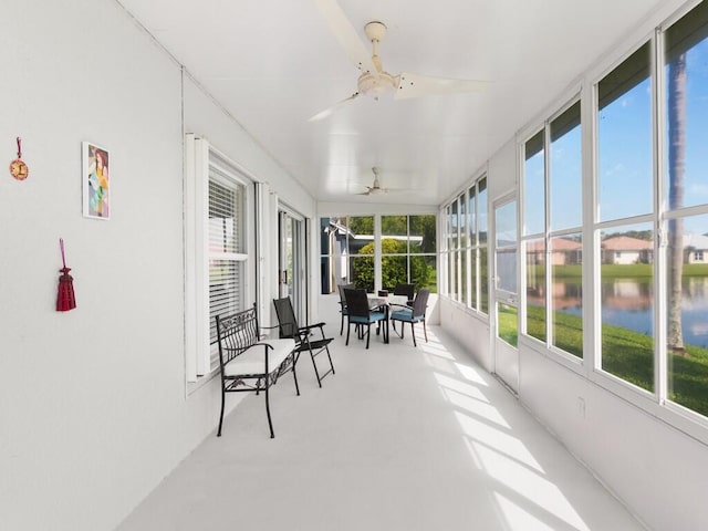 470 NW Gibraltar Ct, Port Saint Lucie, FL 34986 - sunroom / solarium with ceiling fan and a water view