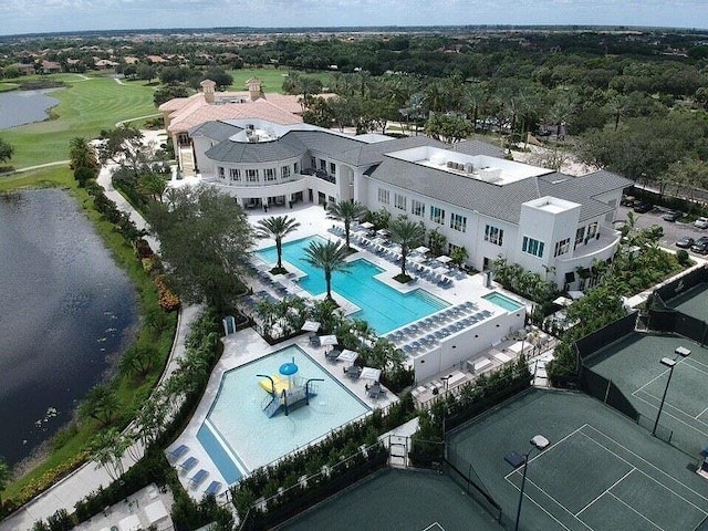 8877 Valhalla Dr, Delray Beach, FL 33446 - drone / aerial view of a pool area and a nearby body of water