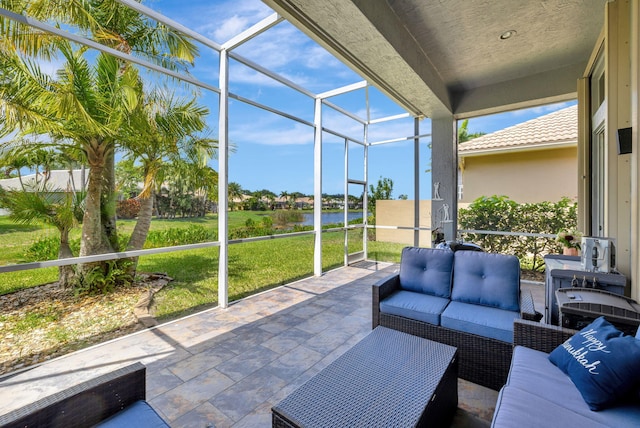 7181 Veneto Dr, Boynton Beach, FL 33437 - sunroom with a water view and outdoor lounge area