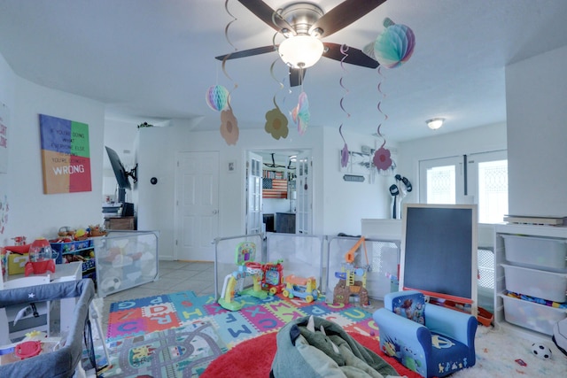 1855 Lotus Ln, Wellington, FL 33414 - game room featuring ceiling fan and tile patterned floors
