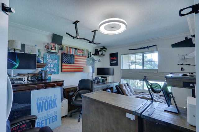 1855 Lotus Ln, Wellington, FL 33414 - office featuring ornamental molding and tile patterned flooring