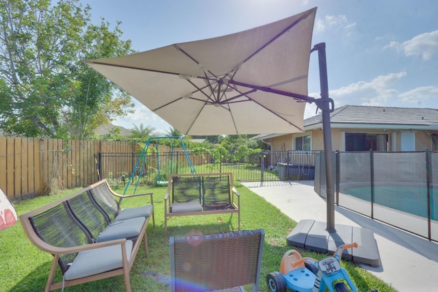 1855 Lotus Ln, Wellington, FL 33414 - view of yard with an outdoor hangout area, a playground, and a patio