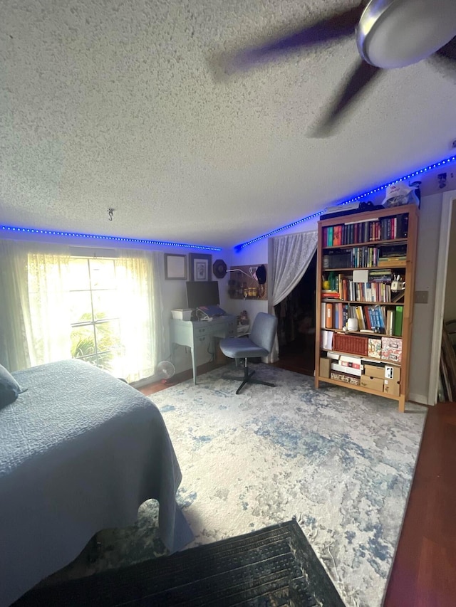 5473 E Berry Blossom Way E, West Palm Beach, FL 33415 - bedroom with a textured ceiling and a ceiling fan