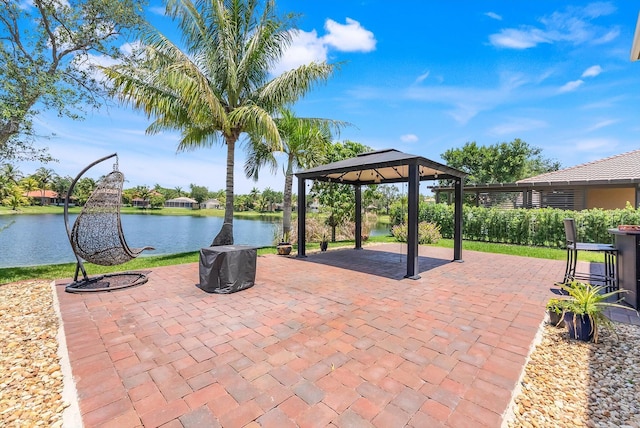 3769 Pebblebrook Ct, Coconut Creek, FL 33073 - view of patio / terrace featuring a gazebo and a water view