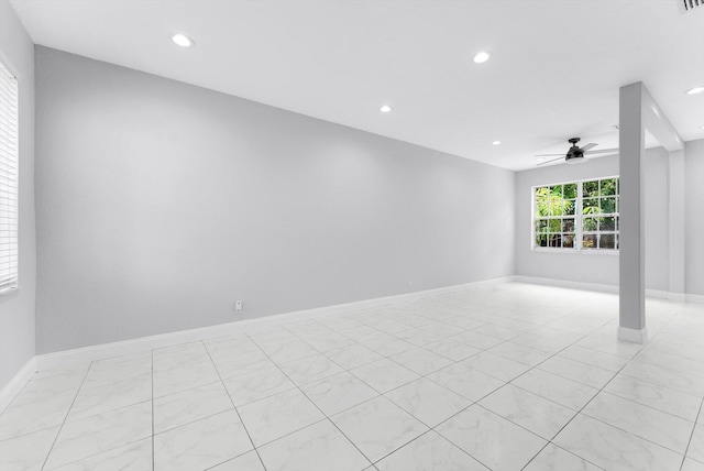 5814 Eagle Cay Ln, Coconut Creek, FL 33073 - empty room with a ceiling fan, recessed lighting, and baseboards