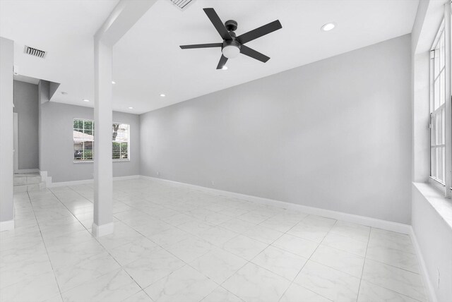 5814 Eagle Cay Ln, Coconut Creek, FL 33073 - spare room with a ceiling fan, recessed lighting, and baseboards