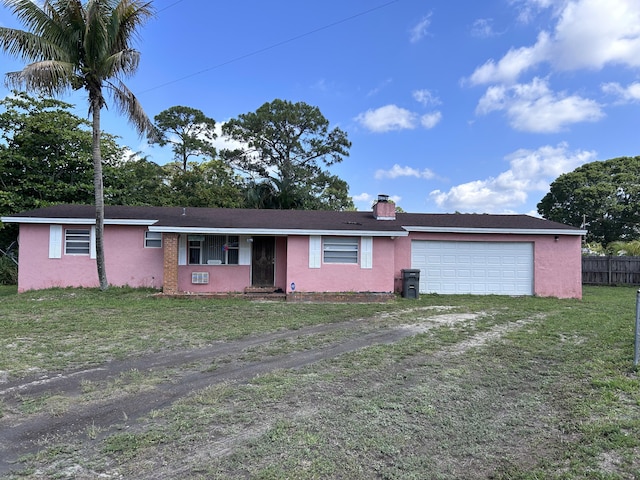 5140 Pine Grove Dr, West Palm Beach, FL 33417 - single story home featuring driveway, a garage, stucco siding, and a chimney