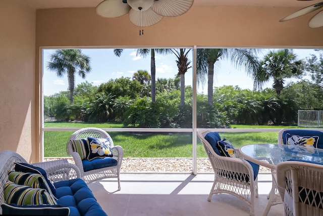 10581 SW Stratton Dr, Port Saint Lucie, FL 34987 - sunroom / solarium with ceiling fan and outdoor dining area