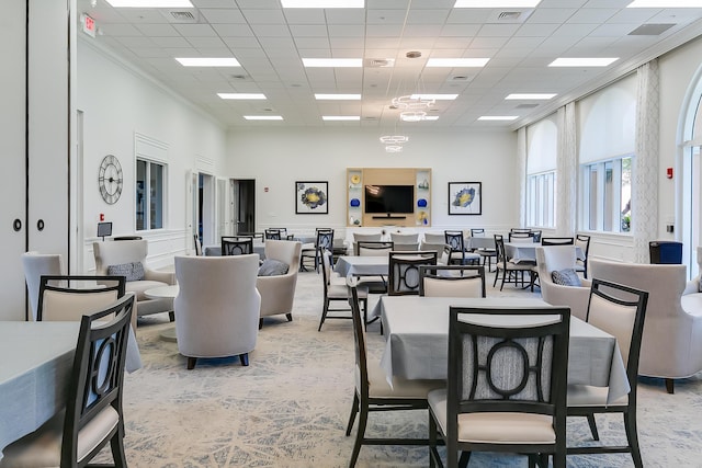 10581 SW Stratton Dr, Port Saint Lucie, FL 34987 - dining space with a drop ceiling and light colored carpet