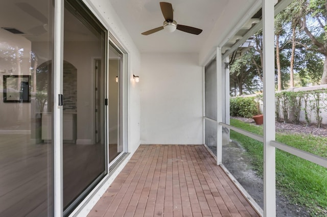 6365 Bella Cir Unit 705, Boynton Beach, FL 33437 - unfurnished sunroom featuring ceiling fan