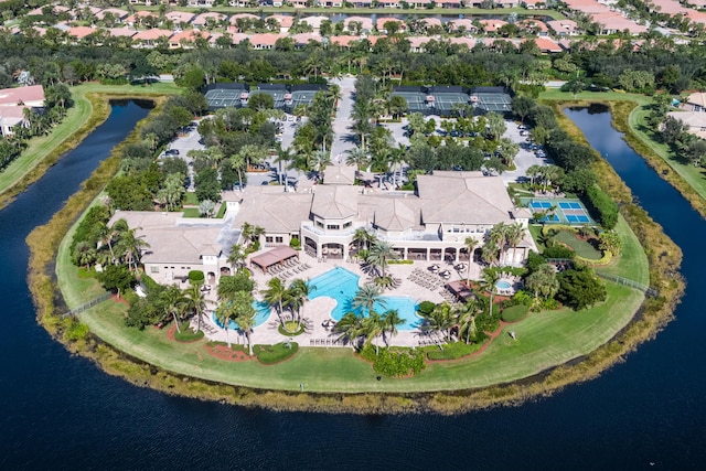 7208 Corning Cir, Boynton Beach, FL 33437 - aerial overview of property's location featuring a pool area and a nearby body of water