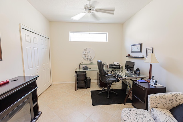 590 NW Cortina Ln, Port Saint Lucie, FL 34986 - office space featuring a ceiling fan and light tile patterned flooring