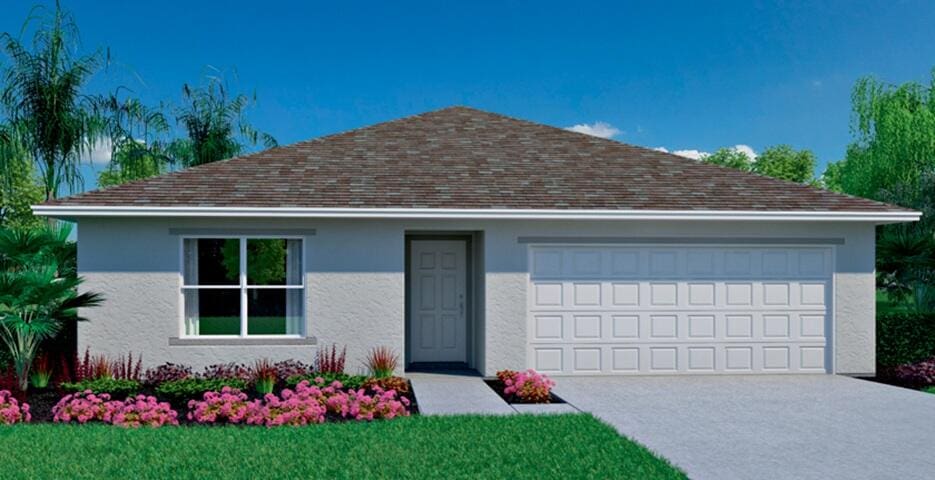1113 NW 7th Ave, Okeechobee, FL 34972 - ranch-style home featuring stucco siding, concrete driveway, a shingled roof, and an attached garage