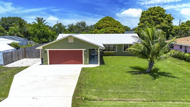 2569 SE Grand Dr, Port Saint Lucie, FL 34952 - ranch-style home featuring concrete driveway, stucco siding, a garage, and metal roof