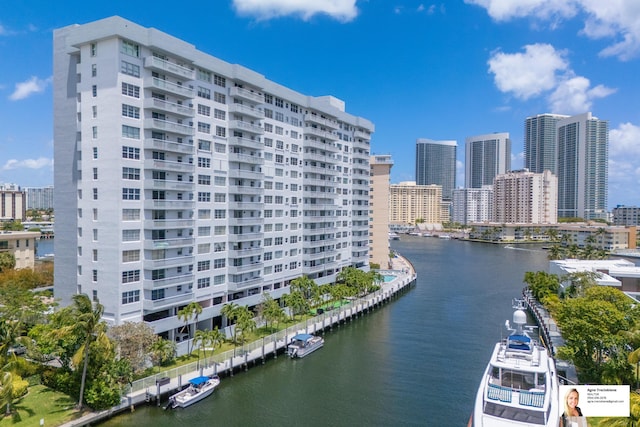 137 Golden Isles Dr Unit 804, Hallandale Beach, FL 33009 - water view featuring city skyline