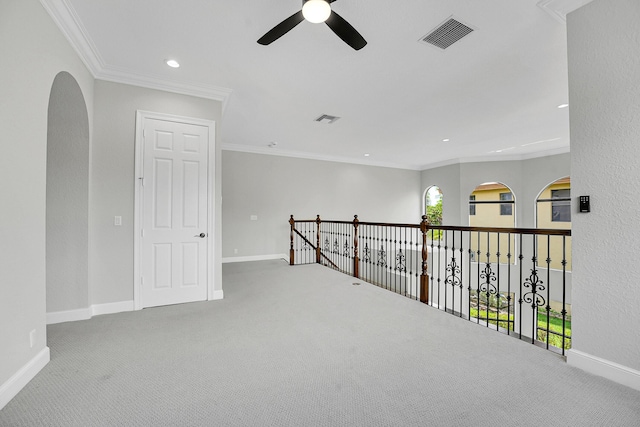 10523 Vignon Ct, Wellington, FL 33449 - spare room featuring a ceiling fan, carpet flooring, baseboards, healthy amount of natural light, and recessed lighting