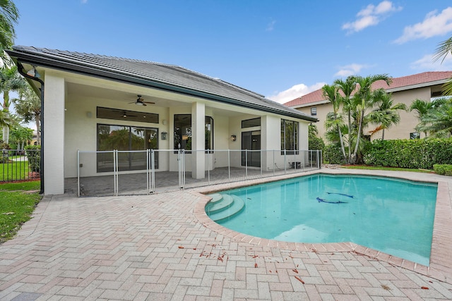 10523 Vignon Ct, Wellington, FL 33449 - view of pool with ceiling fan and a patio