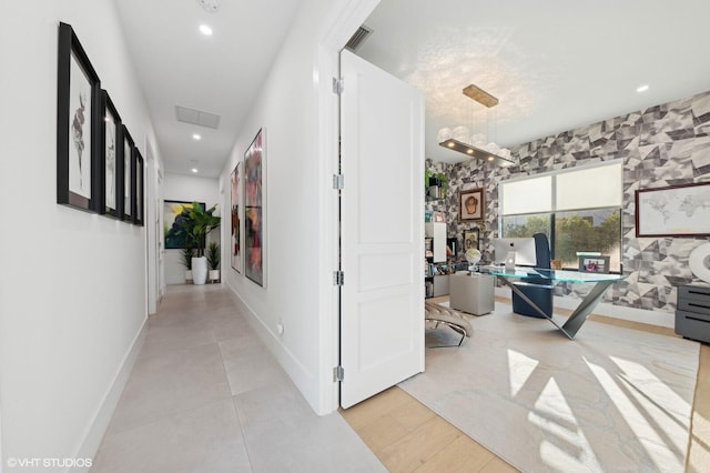 8533 N Native Dancer Rd, Palm Beach Gardens, FL 33418 - hall featuring recessed lighting, baseboards, and light tile patterned flooring