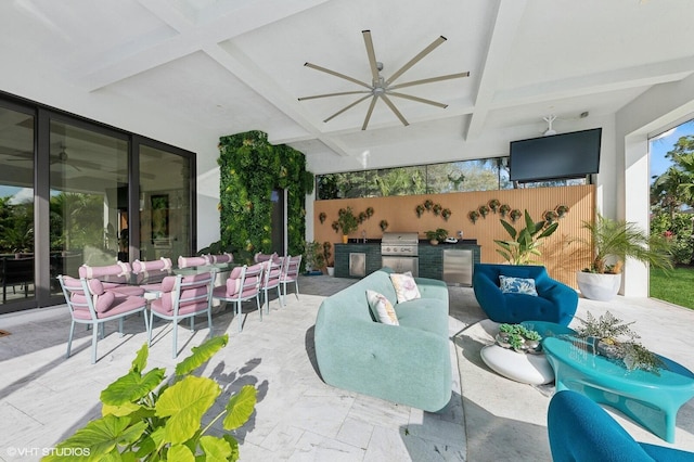8533 N Native Dancer Rd, Palm Beach Gardens, FL 33418 - view of patio / terrace with outdoor lounge area and a ceiling fan