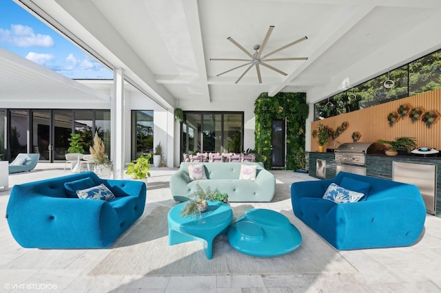 8533 N Native Dancer Rd, Palm Beach Gardens, FL 33418 - sunroom / solarium with beamed ceiling and plenty of natural light