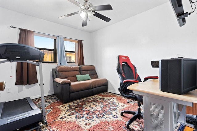 1045 NW 47th Ter, Miami, FL 33127 - office featuring baseboards, a ceiling fan, and carpet flooring