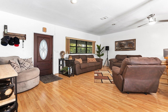 1045 NW 47th Ter, Miami, FL 33127 - living room featuring light wood finished floors and ceiling fan